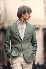 ETON- MULTI STRIPE LINEN SHIRT -DARK GREEN