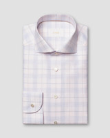 ETON -ELEVATED CHECK COTTON LINEN SHIRT-PINK
