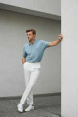 EB- L.PASTEL BLUE LUXE S/S STRUCTURED POLO
