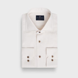 EB -L. BEIGE SOLID COTTON DOBBY NAT. STRETCH YOGA SHIRT