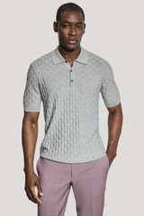 JACK VICTOR - DYLAN TEXTURED S/S KNIT POLO -GREY