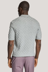 JACK VICTOR - DYLAN TEXTURED S/S KNIT POLO -GREY