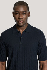 JACK VICTOR - DYLAN TEXTURED S/S KNIT POLO -MIDNIGHT