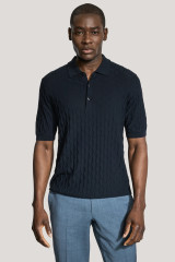 JACK VICTOR - DYLAN TEXTURED S/S KNIT POLO -MIDNIGHT