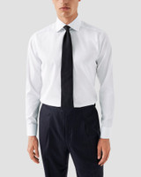 ETON - WHITE SIGNATURE TWILL W/NAVY BUTTONS SHIRT