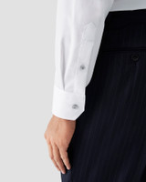 ETON - WHITE SIGNATURE TWILL W/GREY BUTTONS SHIRT