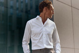 ETON - WHITE SIGNATURE TWILL W/WHITE BUTTONS SHIRT