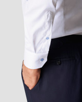 ETON - WHITE SIGNATURE TWILL W/LIGHT BLUE BUTTONS SHIRT