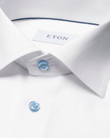 ETON - WHITE SIGNATURE TWILL W/LIGHT BLUE BUTTONS SHIRT