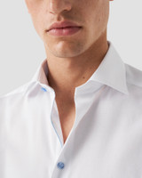 ETON - WHITE SIGNATURE TWILL W/LIGHT BLUE BUTTONS SHIRT