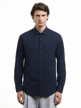 LORENZONI -L/S COOL COTTON SHIRT-NAVY