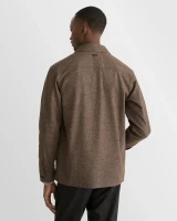 ETON - COTTON FLANNEL TWO POCKET JACKET -BROWN