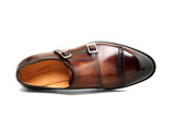 AE -WINSTON DOUBLE MONK STRAP CAP TOE LEATHER SHOE | BROWN