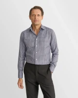 ETON - CHECK KING TWILL SHIRT -DARK BLUE