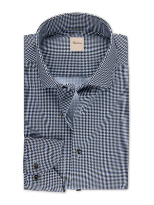 STENSTROMS -BLACK CHECKED STRETCH JERSEY SHIRT STENSTROMS -BLACK CHECKED STRETCH JERSEY SHIRT