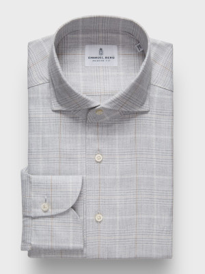 EB -COTTON LUXE FLANNEL PRINCE OF WALES TWILL SHIRT -L.GREY EB -COTTON LUXE FLANNEL PRINCE OF WALES TWILL SHIRT -L.GREY