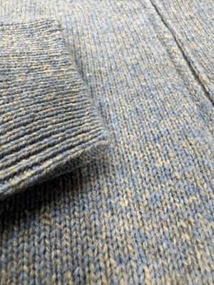 MONTECHIARO -LUPETTO ZIP L/S ZIP MOCK SWEATER - AVIO BLUE/BEIGE