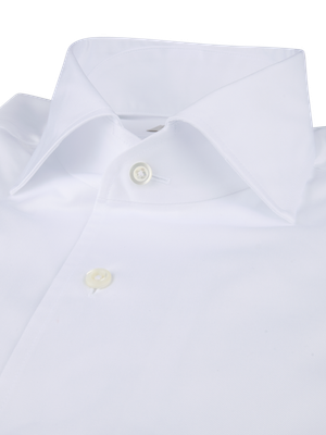 STENSTROMS - WHITE TWILL ONE PIECE COLLAR SHIRT