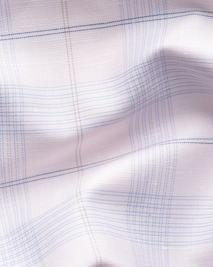 ETON -ELEVATED CHECK COTTON LINEN SHIRT-PINK