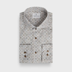 EB -DOBBY PRINTED COTTON LUX SHIRT -BEIGE