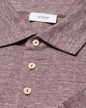 ETON -S/S COTTON LINEN POLO - D. PURPLE