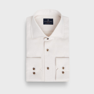 EB -L. BEIGE SOLID COTTON DOBBY NAT. STRETCH YOGA SHIRT