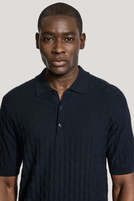 JACK VICTOR - DYLAN TEXTURED S/S KNIT POLO -MIDNIGHT