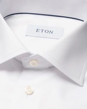 ETON - WHITE SIGNATURE TWILL W/WHITE BUTTONS SHIRT