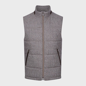 EB -WOOL STRETCH FLANNEL TWILL LUX VEST-MED.BROWN
