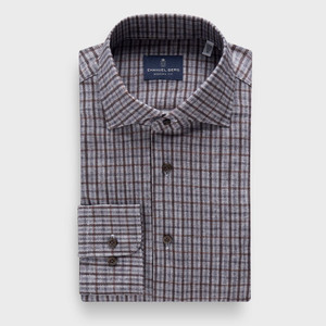 EB -PREMIUM FULL BTN JERSEY KNIT SHIRT-MED. BROWN