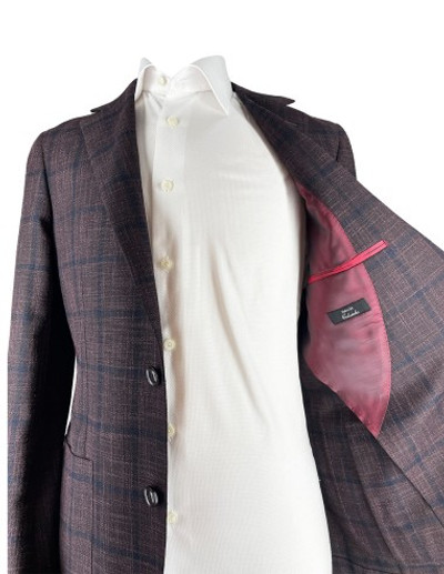 AE - COLOMBO JACKET -MELANGE BURGUNDY/BLUE WINDOWPANE