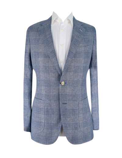 AE-ZEGNA LINEN/COTTON SILK MUTED BLUE JACKET AE-ZEGNA LINEN/COTTON SILK MUTED BLUE JACKET