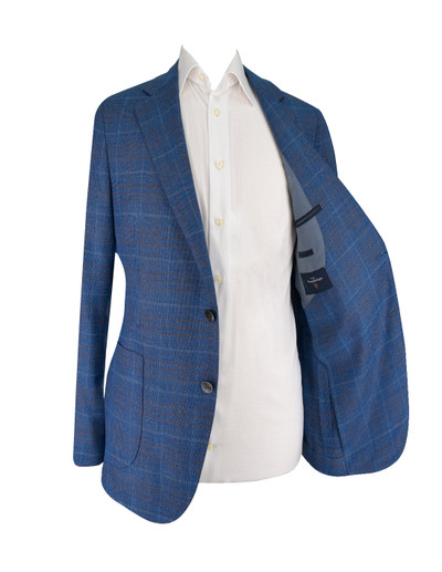 AE-ZEGNA -BLUE, RUST/WHITE WINDOWPANE JACKET