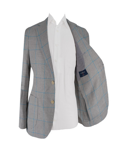 AE-ZEGNA  LIGHT GREY /BLUE WINDOWPANE JACKET