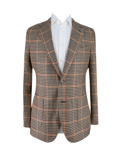 AE -LORO PIANA LARGE BROWN & RUST HOUNDSTOOTH
