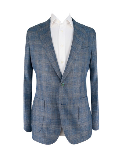 AE- BOTTO GIUSEPPE-BAMBOO BLUE SILVER TAN WINDOWPANE JACKET