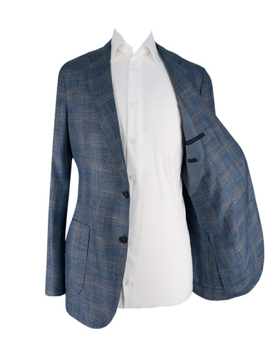 AE- BOTTO GIUSEPPE-BAMBOO BLUE SILVER TAN WINDOWPANE JACKET