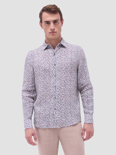 BUGATCHI-Julian Floral Micro Print Shirt -Sand