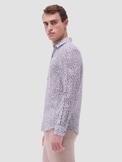 BUGATCHI-Julian Floral Micro Print Shirt -Sand