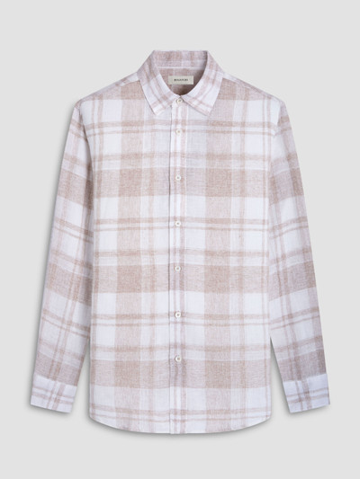 BUGATCHI-JULIAN PLAID PRINT LINEN SHIRT -SAND