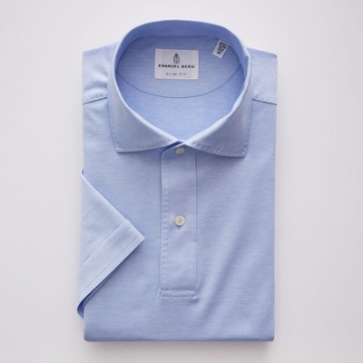 EB- L.PASTEL BLUE LUXE S/S TEXTURED JACQUARD KNIT POLO