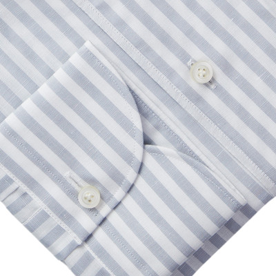 EB-L.GREY COTTON & LINEN STRIPE SHIRT