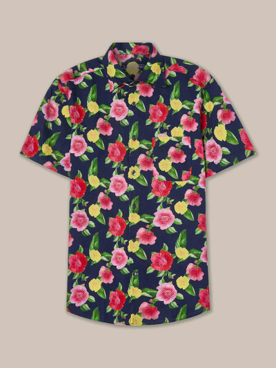 ROBERT TALBOTT - NAVY MORGAN FLORAL PRINT LINEN S/L SHIRT ROBERT TALBOTT - NAVY MORGAN FLORAL PRINT LINEN S/L SHIRT