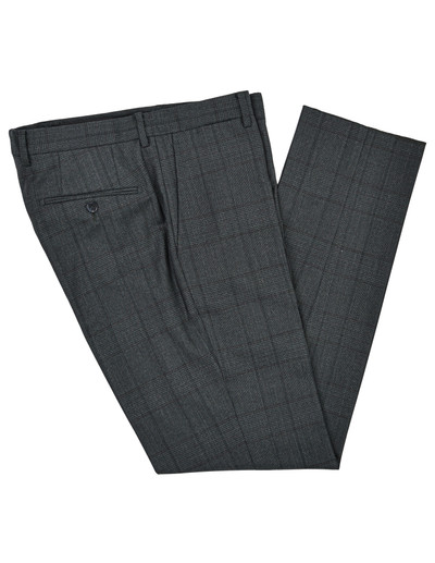 AE - SUIT DRAGO DARK GREEN GLEN PLAID BERGUNDY WINDOW PANE
