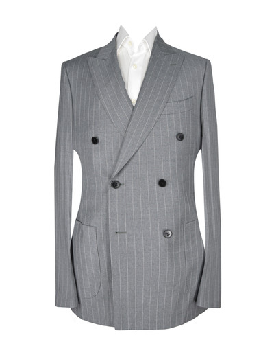 AE -VBC DOUBLE BREAST PEAK LAPEL GREY /WHITE STRIPE SUIT