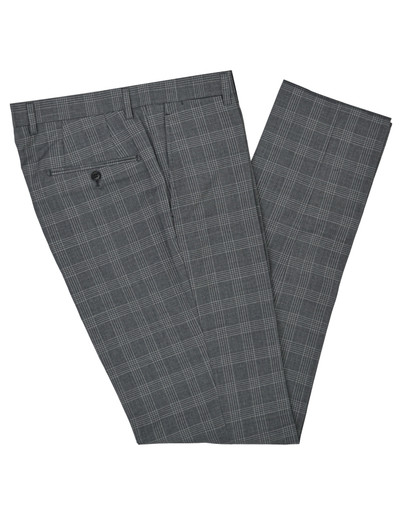 AE- L.GREY GLEN PLAID DOUBLE BREAST PEAK LAPEL SUIT