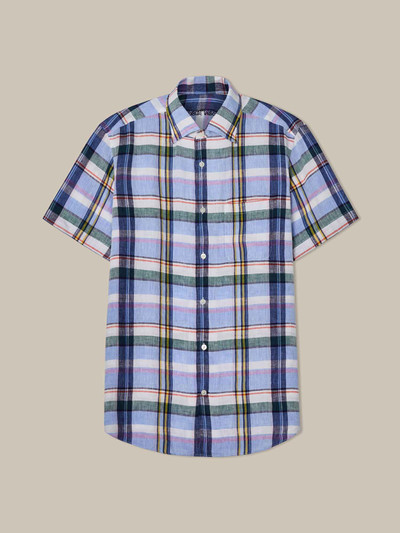 ROBERT TALBOTT - S/S MORGAN BLUE / MULTI COLOR PLAID LINEN SHIRT ROBERT TALBOTT - S/S MORGAN BLUE / MULTI COLOR PLAID LINEN SHIRT