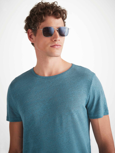 DEREK ROSE - JORDAN LINEN T-SHIRT - BLUE
