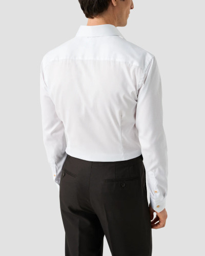 ETON - WHITE SOLID SIGNATURE TWILL W/BEIGE BTNS SHIRT