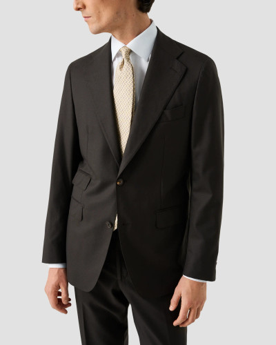 ETON - WHITE SOLID SIGNATURE TWILL W/BEIGE BTNS SHIRT